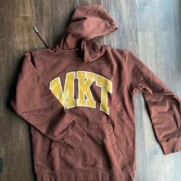 Market Brown  MKT Logo Acorn Arc Graphic Hoodie Size Medium - Picture 2 of 5